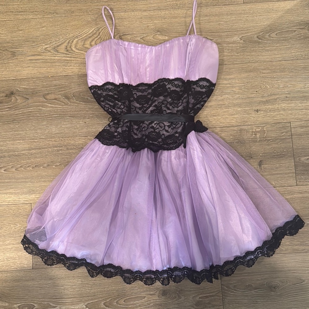 Purple and Black Lace Dress
